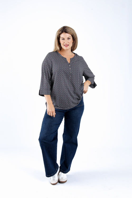 Blouse imprimé graphique-Paprika-5