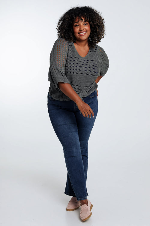 Pull filet rayé en viscose-Paprika-7