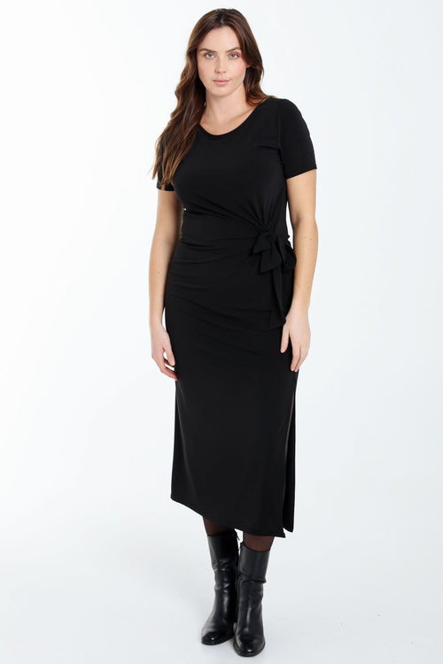 Schlichtes Strickkleid mit Schleife-Paprika-8