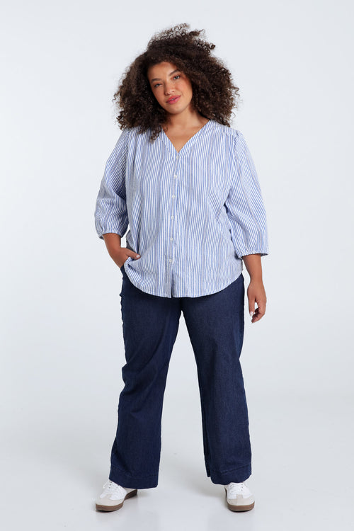 Gestreifte Baumwollbluse-Paprika-9