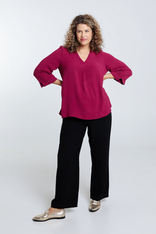 Locker geschnittene, unifarbene Bluse-Paprika-9