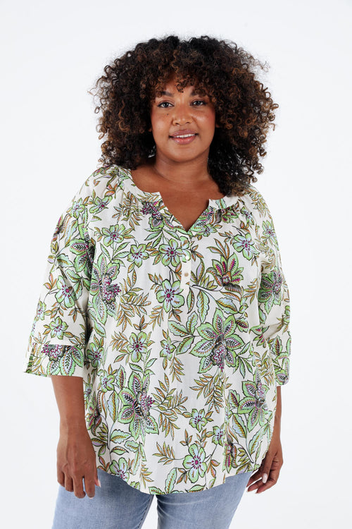 Baumwollbluse mit floralem Muster-Paprika-1
