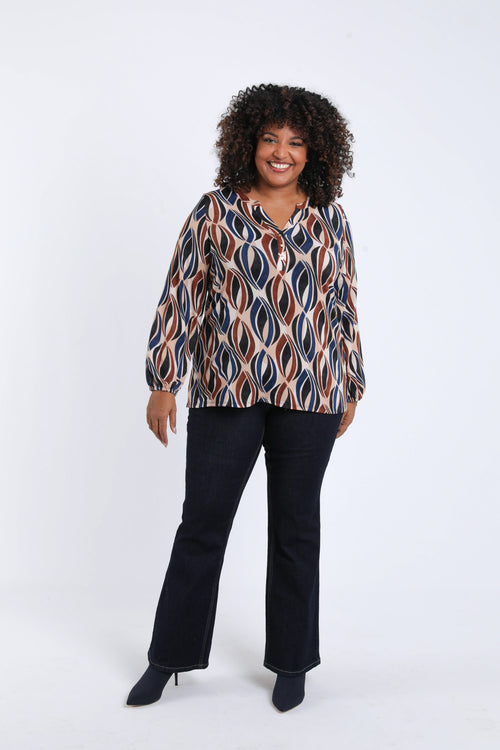 T-shirt maille chaude imprimé graphique-Paprika-5