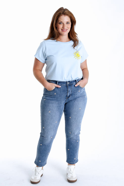 Louise Slim-Jeans 7/8 mit Kleeblattstickerei-Paprika-8