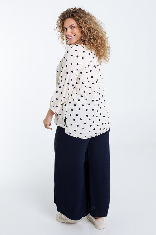Bluse aus bedruckter Viskose mit Punkten-Paprika-2