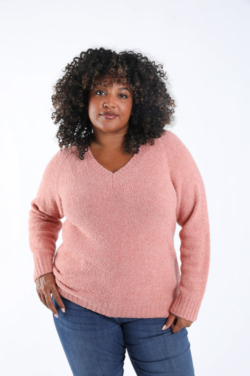 Uni Bouclé-Strickpullover-Paprika-1