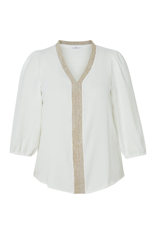 Einfarbige Bluse mit goldener Borte-Paprika-10