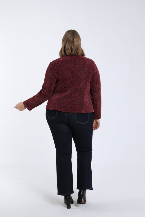 Veste jacquard bicolore avec lurex-Paprika-1