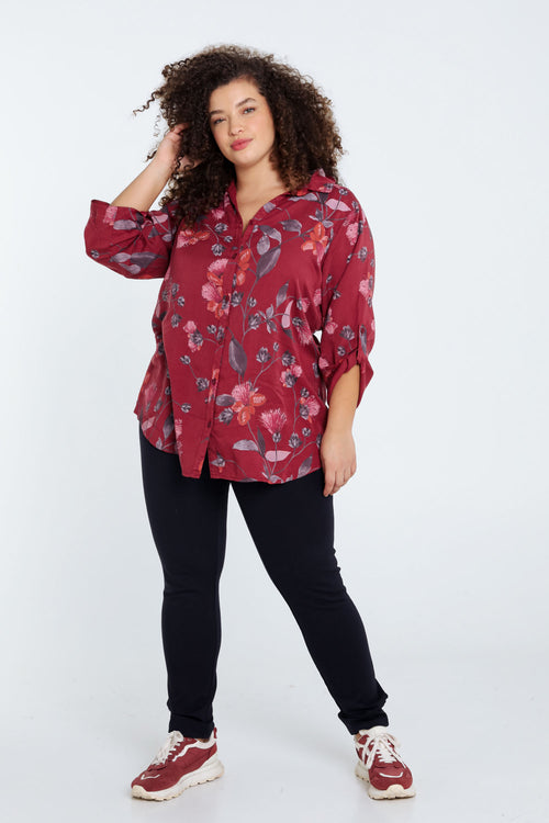 Chemise imprimé floral avec strass-Paprika-8