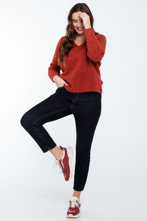 Schlichter Pullover aus Schlingenstrick-Paprika-9