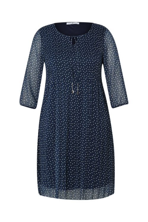 Kleid aus plissiertem Voile mit Punkteprint-Paprika-10