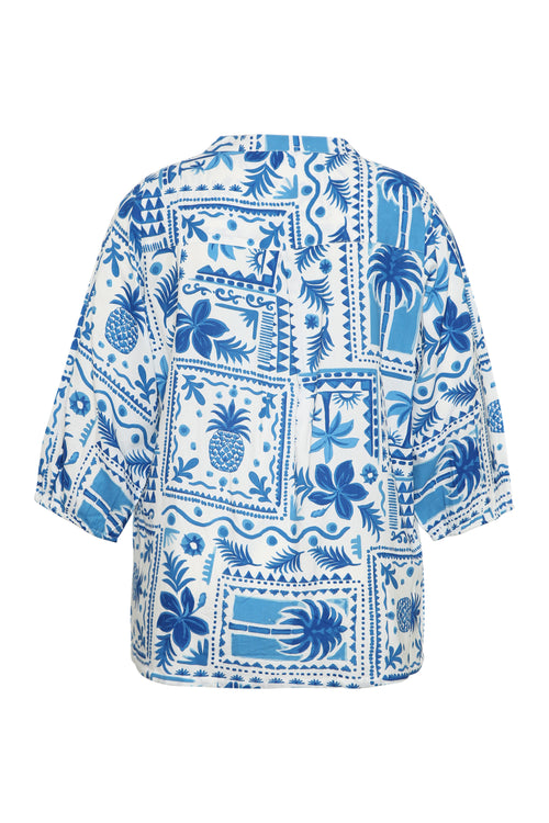 Blouse en viscose imprimé patchwork-Paprika-2