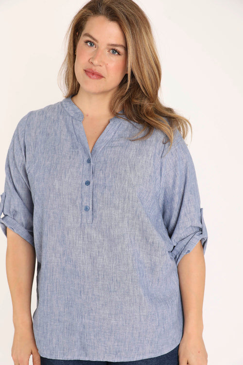 Uni melierte Bluse-Paprika-2