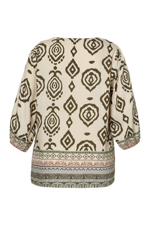Bluse aus bedrucktem Viskose-Ethnomuster-Paprika-12