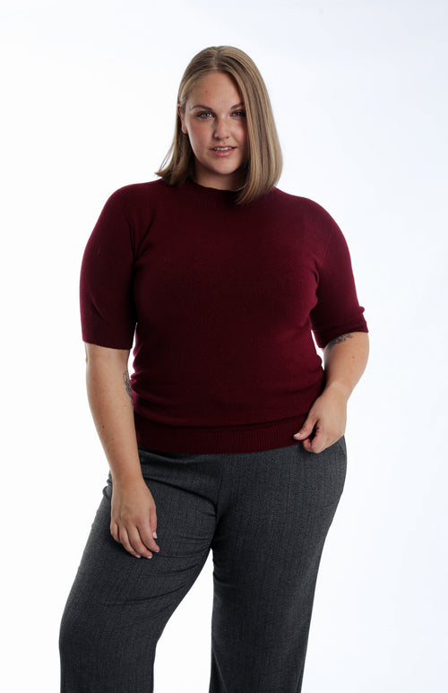 Uni kurzärmeliger Pullover-Paprika-1