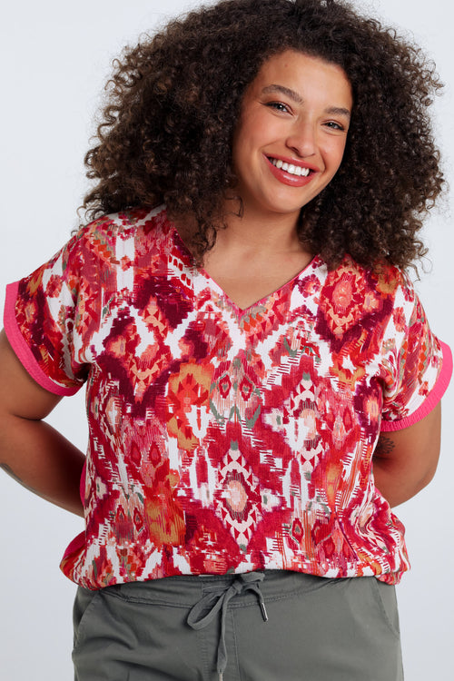 Ethnisch bedrucktes T-Shirt-Paprika-1