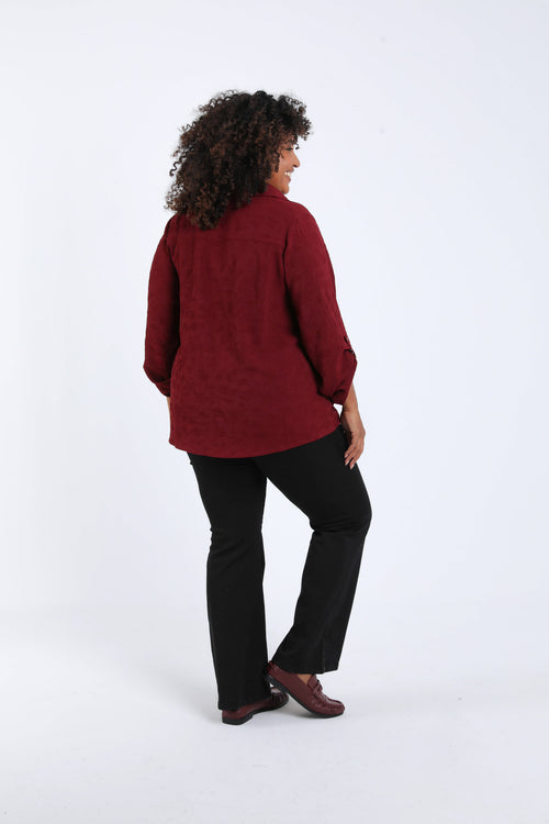 Chemise en viscose unie détail relief-Paprika-2