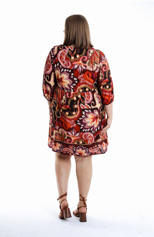 Kleid aus Viskose mit Paisley-Muster-Paprika-2