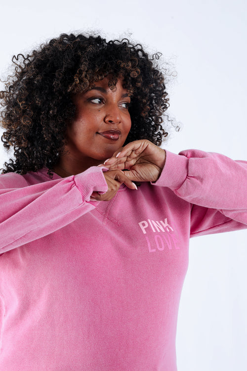 Sweat en coton Pink love octobre rose-Paprika-5