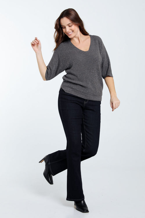 Einfarbiger Pullover mit Lurex-Paprika-8