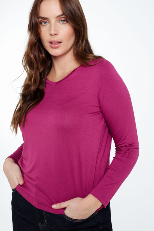 Unifarbenes Viskose-T-Shirt-Paprika-4