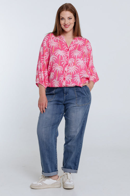 Bluse aus Viskose mit Palmenmuster-Paprika-8