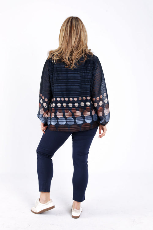 Plissierte Bluse mit Runddruck-Paprika-1