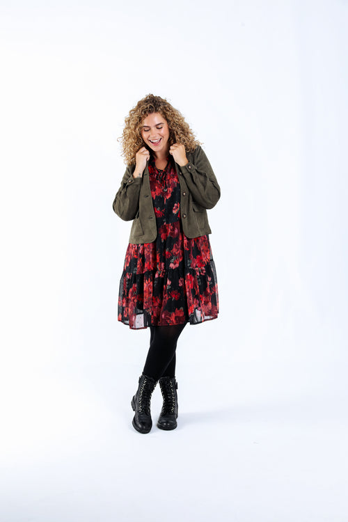 Kurze Jacke aus einfarbigem Wildlederimitat-Paprika-8
