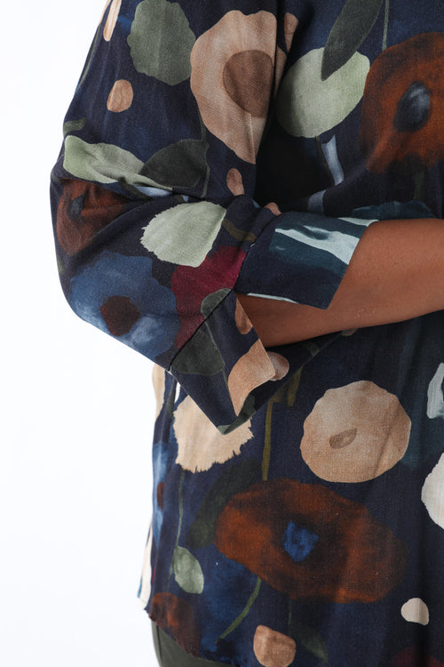 Bluse aus Viskose mit Mohnblumenmuster-Paprika-4