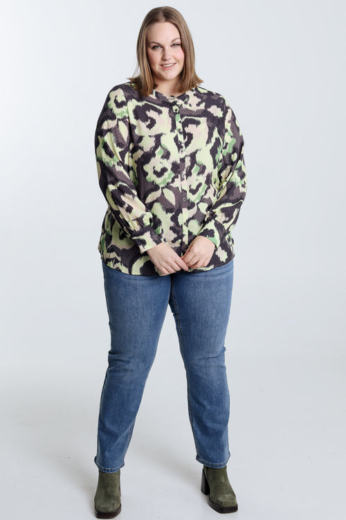 Plumetis-Bluse aus Viskose mit abstraktem Muster-Paprika-7