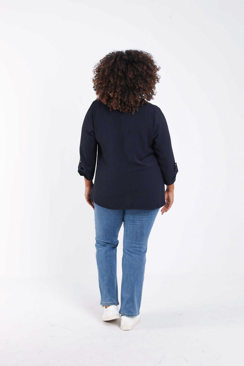 Blouse unie détail bijoux-Paprika-1