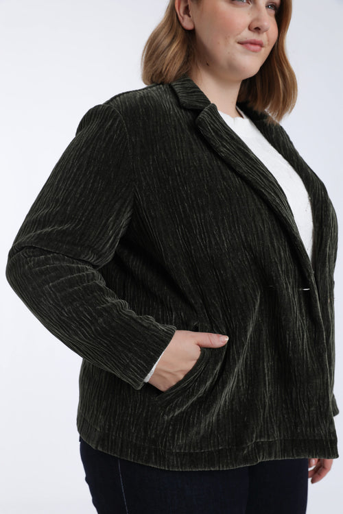 Einfarbiger Blazer aus plissiertem Samt-Paprika-4