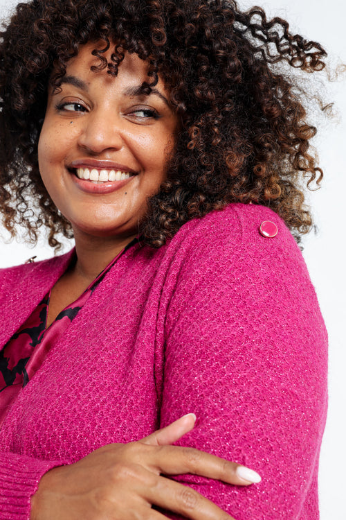 Langer, unifarbener Cardigan mit Schalkragen und Zierknöpfen-Paprika-5