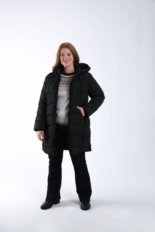 Uni langer Daunenmantel-Paprika-9