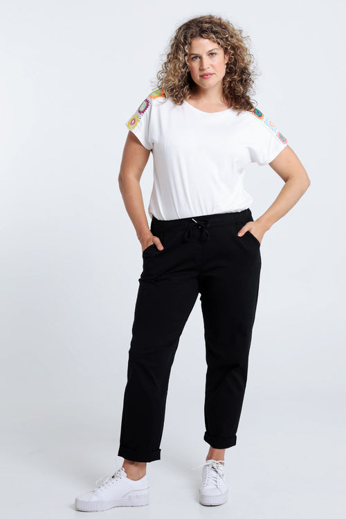 Unifarbene 7/8-Chinohose mit locker geschnittenen Hosenbeinen-Paprika-6