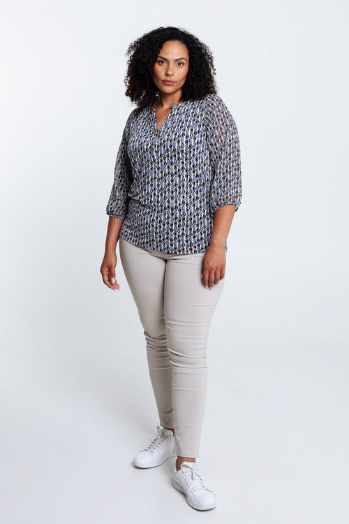 T-Shirt mit goldenem grafischem Muster-Paprika-7