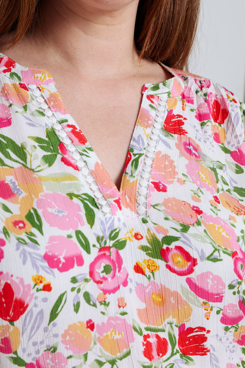 Bluse aus bedruckter Viskose mit floralem Muster-Paprika-4