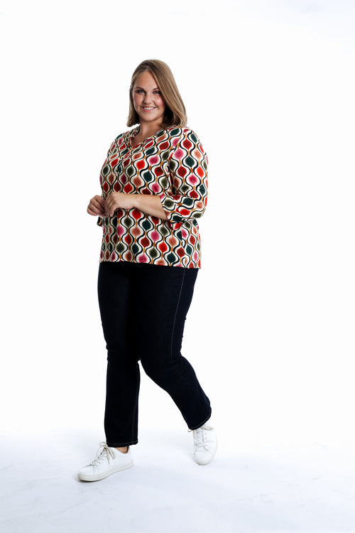 Bluse aus bedrucktem Viskosestoff-Paprika-7
