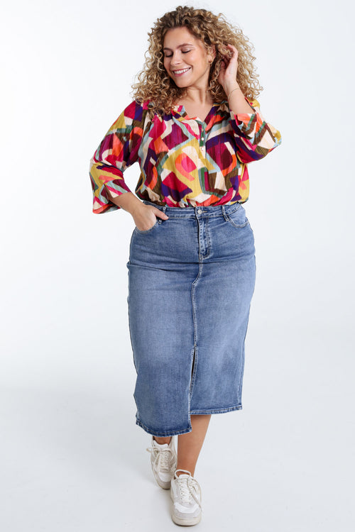 Bluse aus Viskose mit grafischem Muster-Paprika-7