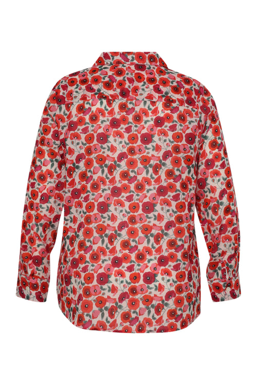 Bedruckte Bluse aus Baumwolle mit Mohnblumenmuster-Paprika-9
