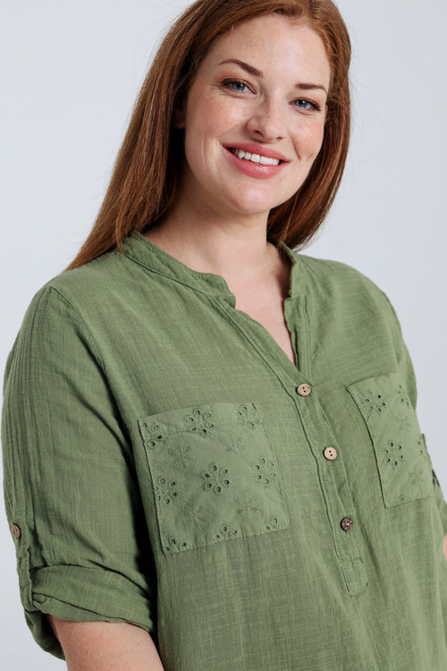 Bluse aus einfarbigem Baumwollvoile-Paprika-6