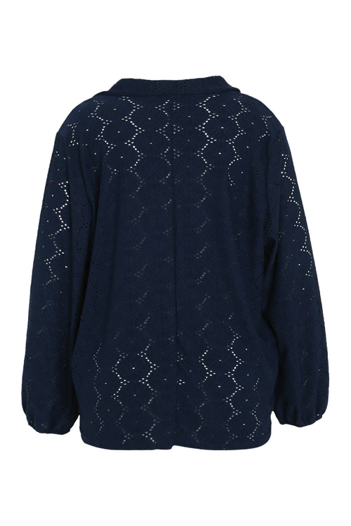 Unifarbenes T-Shirt mit durchbrochenen Blumen-Paprika-11