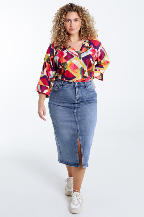 Bluse aus Viskose mit grafischem Muster-Paprika-8
