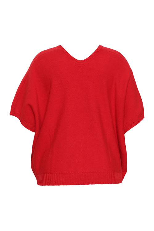 Uni kurzer Pullover aus Viskose-Paprika-2