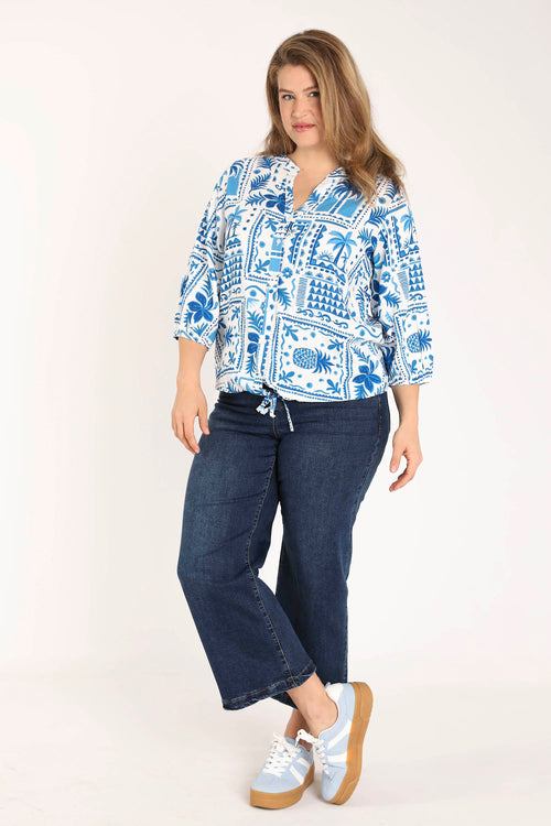 Bedruckte Viskose-Bluse im Patchwork-Stil-Paprika-9