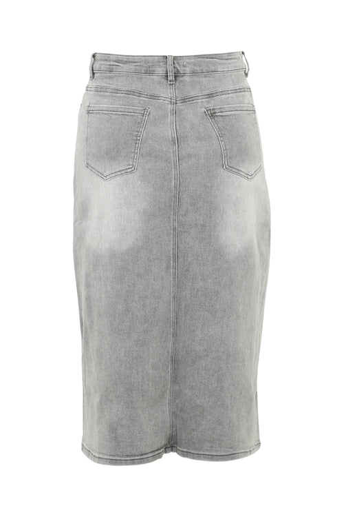 Halblanger, unifarbener Rock mit Schlitz vorne und 5 Taschen-Paprika-11