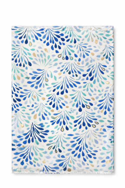 Foulard en viscose et coton imprimé gouttes avec foil-Paprika-2