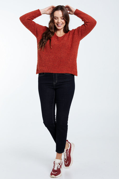 Schlichter Pullover aus Schlingenstrick-Paprika-8