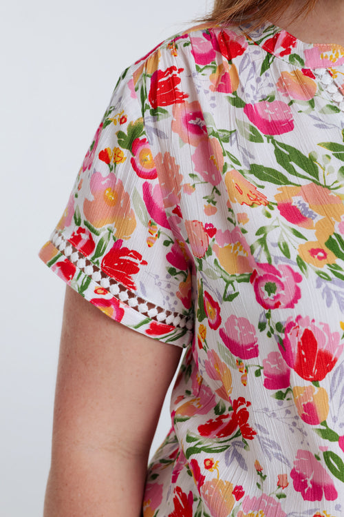 Bluse aus bedruckter Viskose mit floralem Muster-Paprika-5