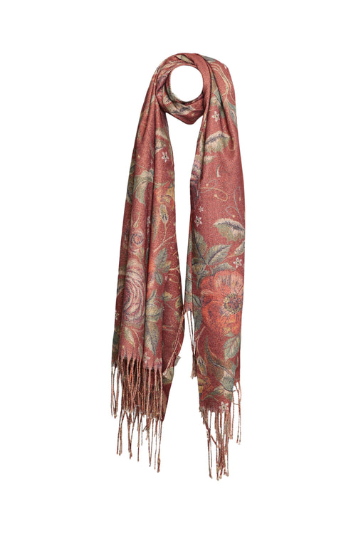 Warmer Schal mit Blumenmuster-Paprika-1